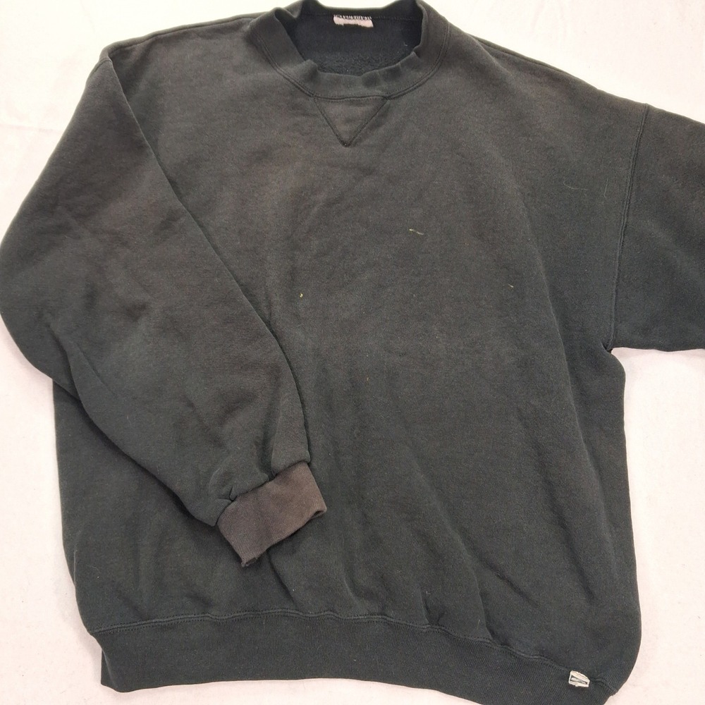 Discus Athletic Sweatshirt Mens XL Pullover Black V-Stitch Crew Neck Good